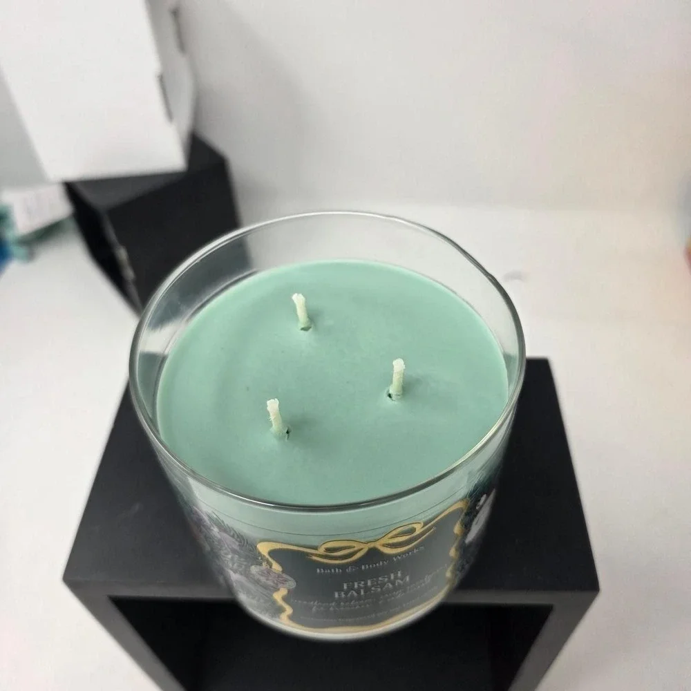 Bath & Body Works White Barn FRESH BALSAM 3 Wick Candle, 14.5 oz